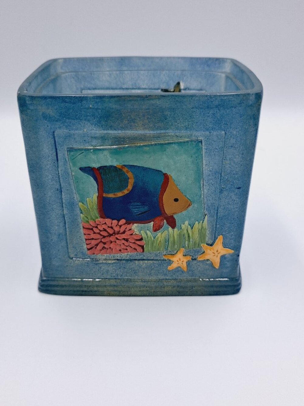 Vintage Teresa Kogut Blue Acrylic Tropical Fish & Starfish Bath Decor Holder